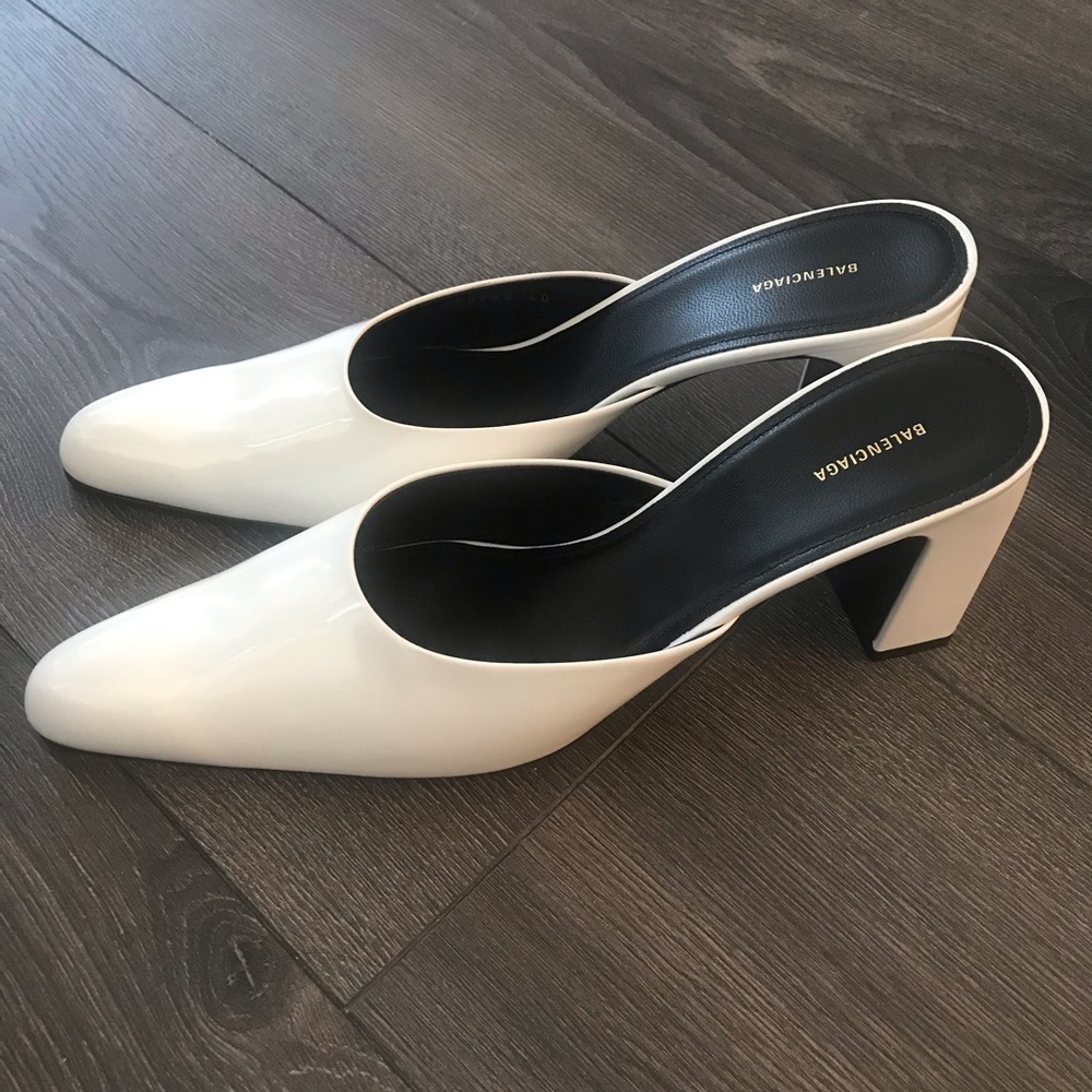 Balenciaga White Mules